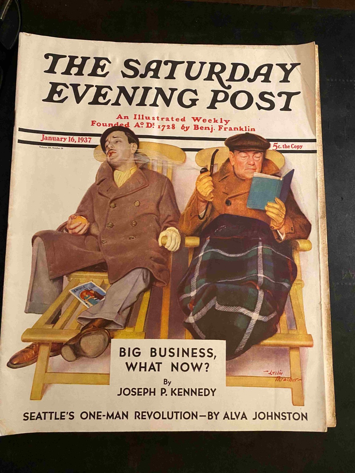 Saturday Evening Post January 16, 1937 Leslie Thrasher, Kenneth Roberts!