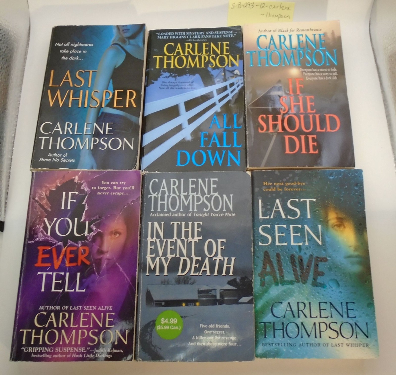 Lot 12 Carlene Thompson Romantic Suspense Mystery Thriller Paperbacks.