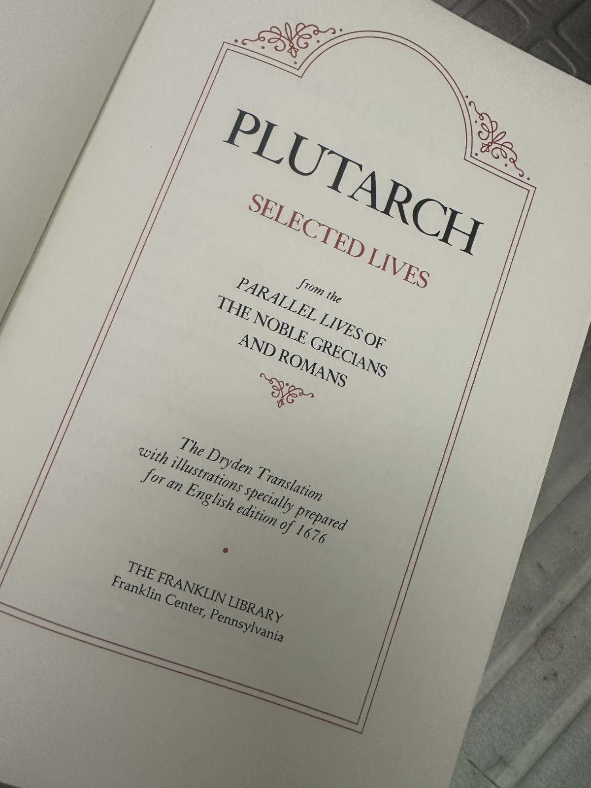 SELECTED LIVES Plutarch FRANKLIN LIBRARY Hardcover LEATHER Dryden Translation