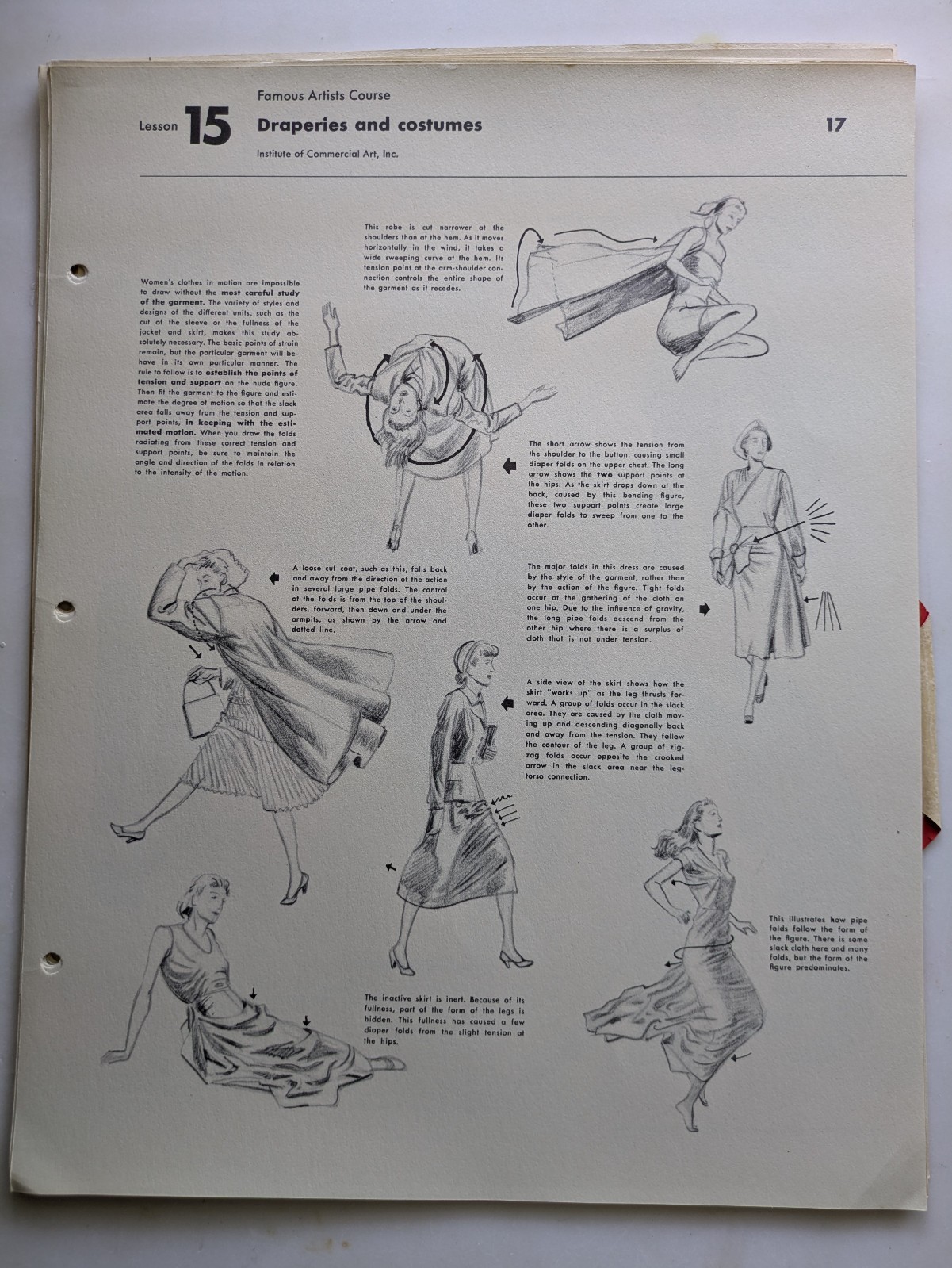 1950 Famous Artists Course Lesson 15 – 31 pages and letter – Decent – Rockwell