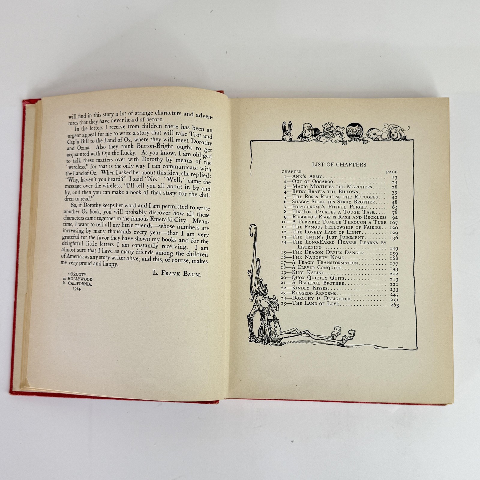 Vintage Tik-Tok Of Oz L Frank Baum Reilly & Lee Red Cloth Hardcover Illustrated