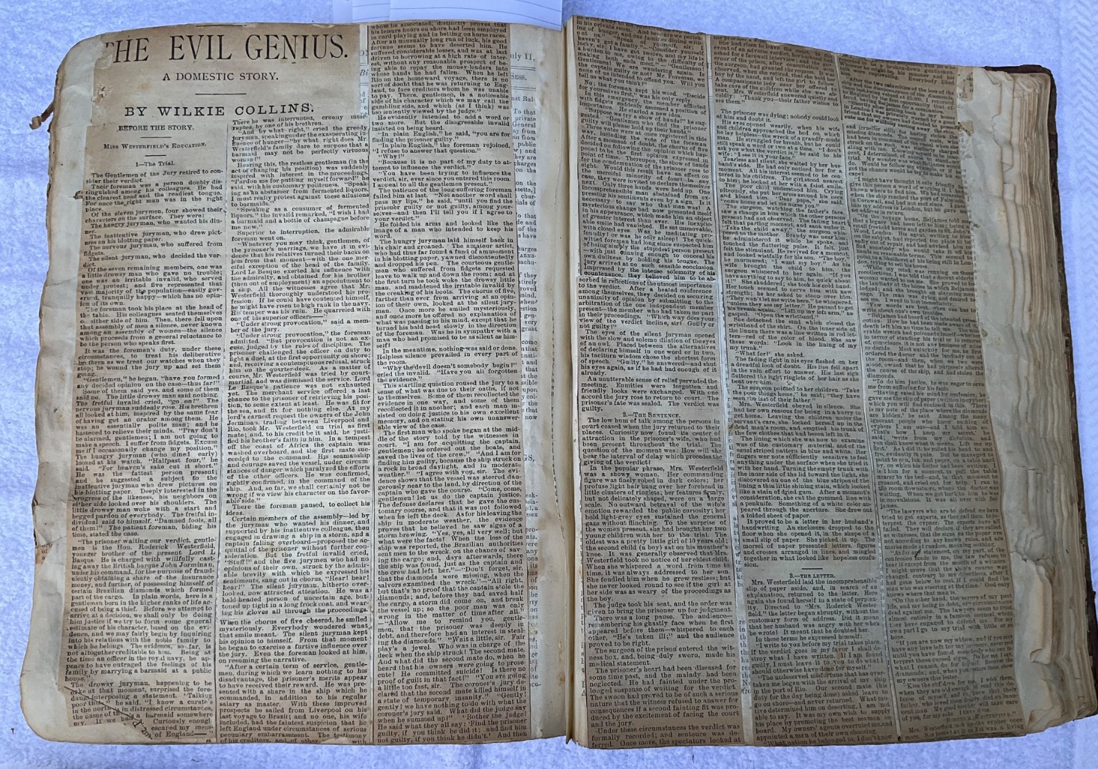 Antique Vintage 1870 Law Book w 1870-1880s Subscription Stories Pasted -Altered