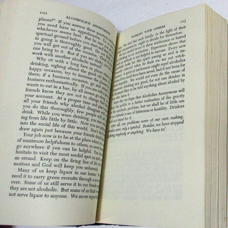 ALCOHOLICS ANONYMOUS 2nd Edition, 16th Printing, 1974, HC w/dj, w/ receipt, VG