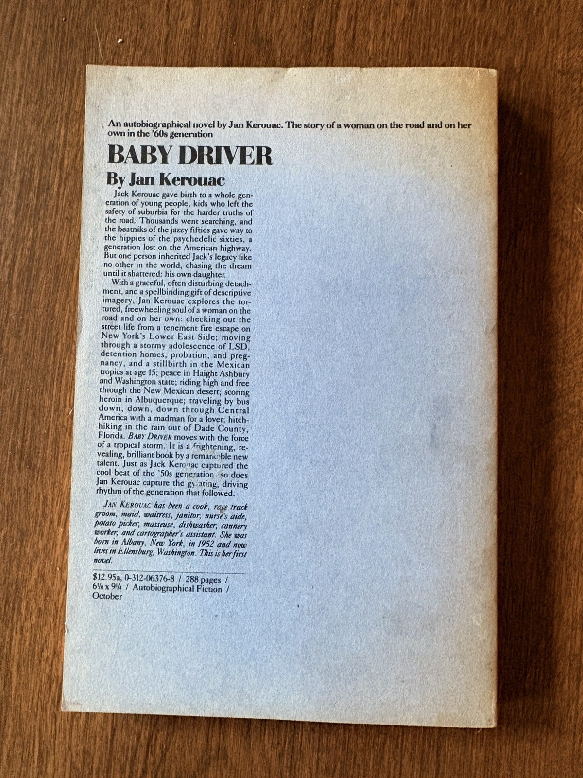 Jan Kerouac BABY DRIVER Rare Uncorrected Proof ARC w/ Ink Editorial Corrections