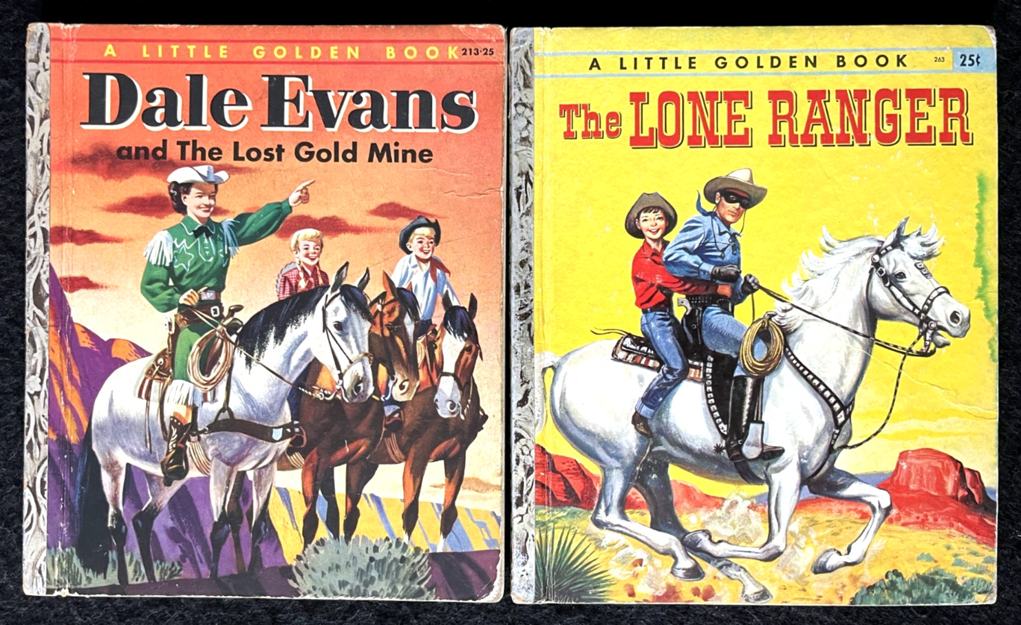 DALE EVANS & LONE RANGER ~ 1st „A“ ed. childrens Little Golden Book set, Western