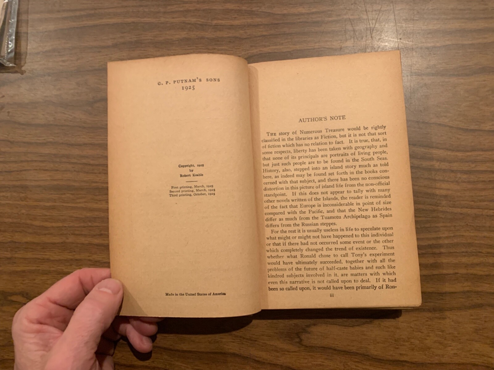 1930 Robert Keable NUMEROUS TREASURE Pacific Islands Romantic Novel