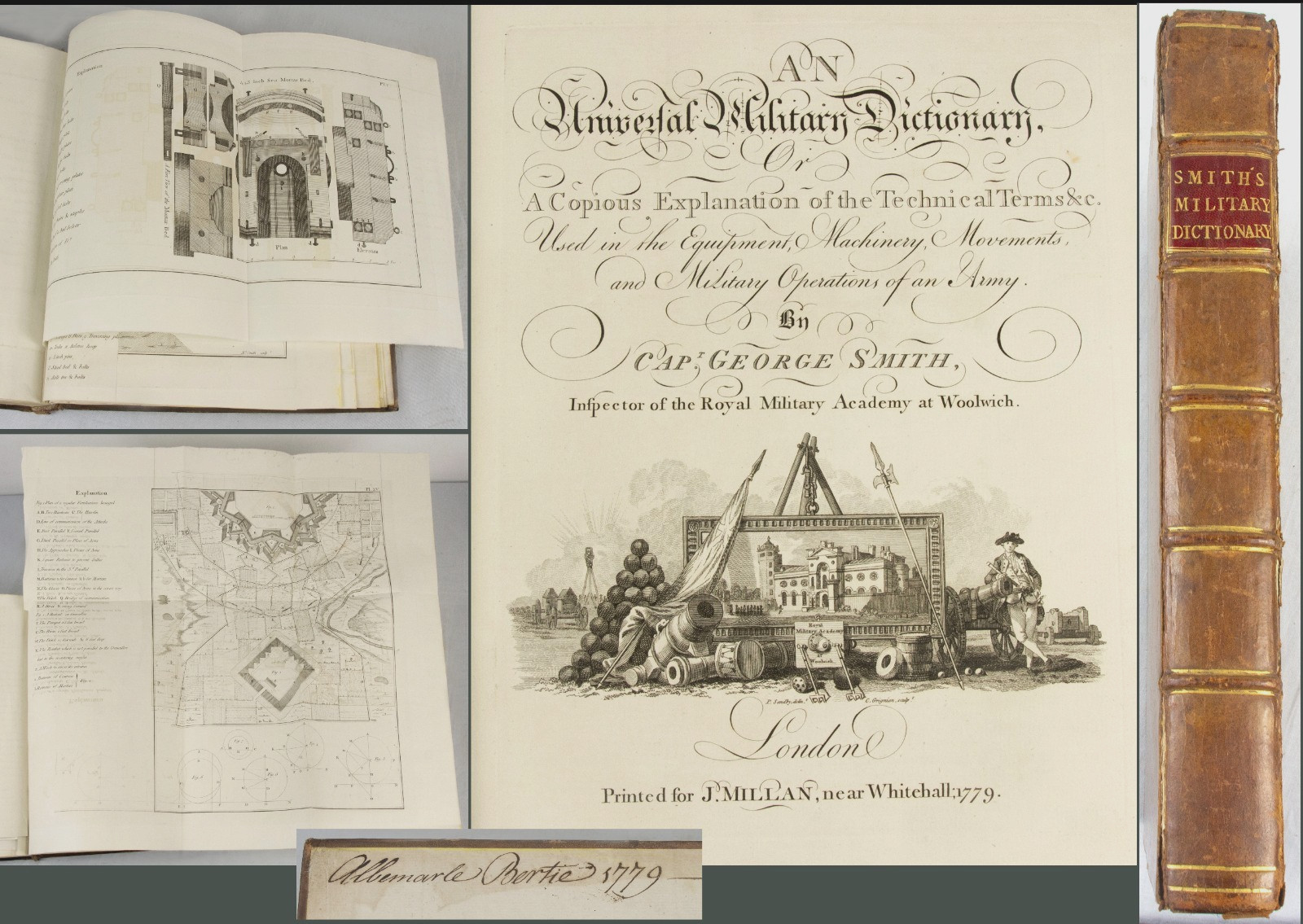 Military Dictionary – 1779 – WOOLWICH – large plates – signed Albermarle BERTIE