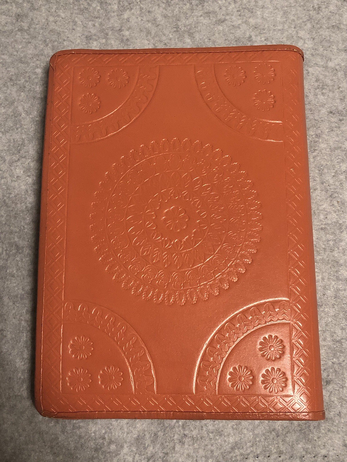Embossed Medallion Journal Notebook Blank Lined Pages Orange Hardcover