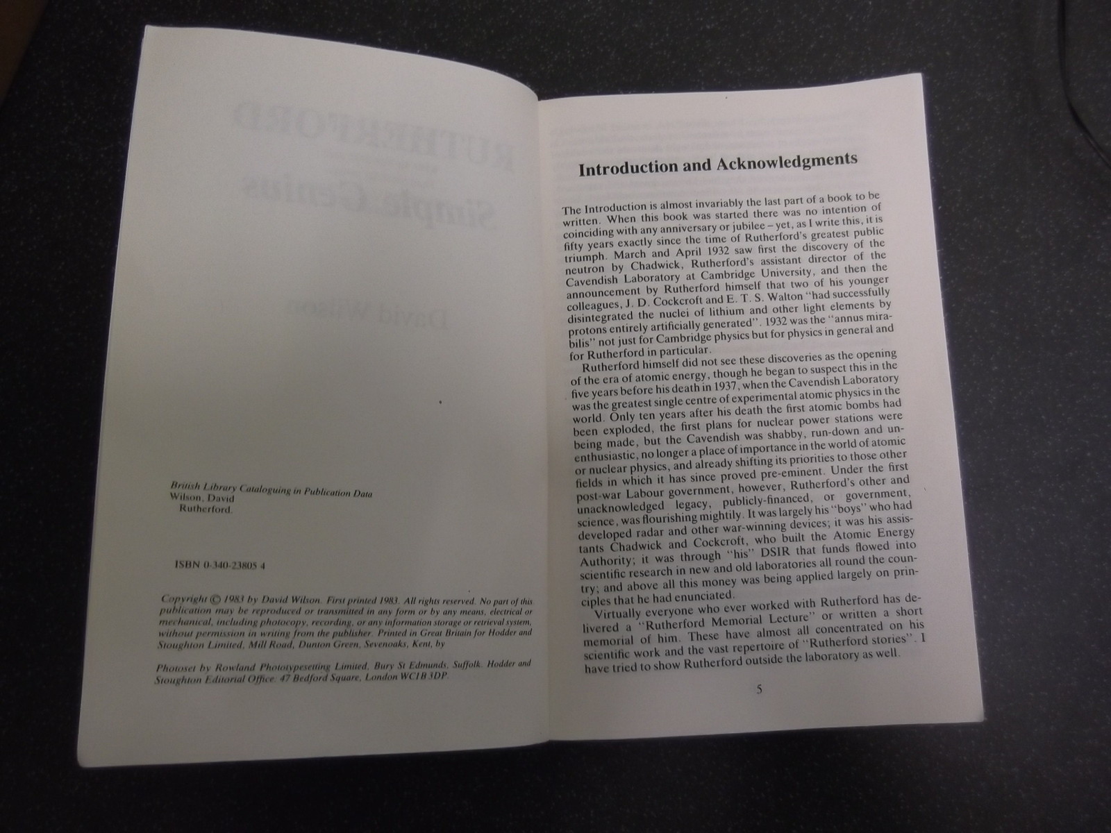 RUTHERFORD SIMPLE GENIUS BY DAVID WILSON UNCORRECTED BOOK PROOF