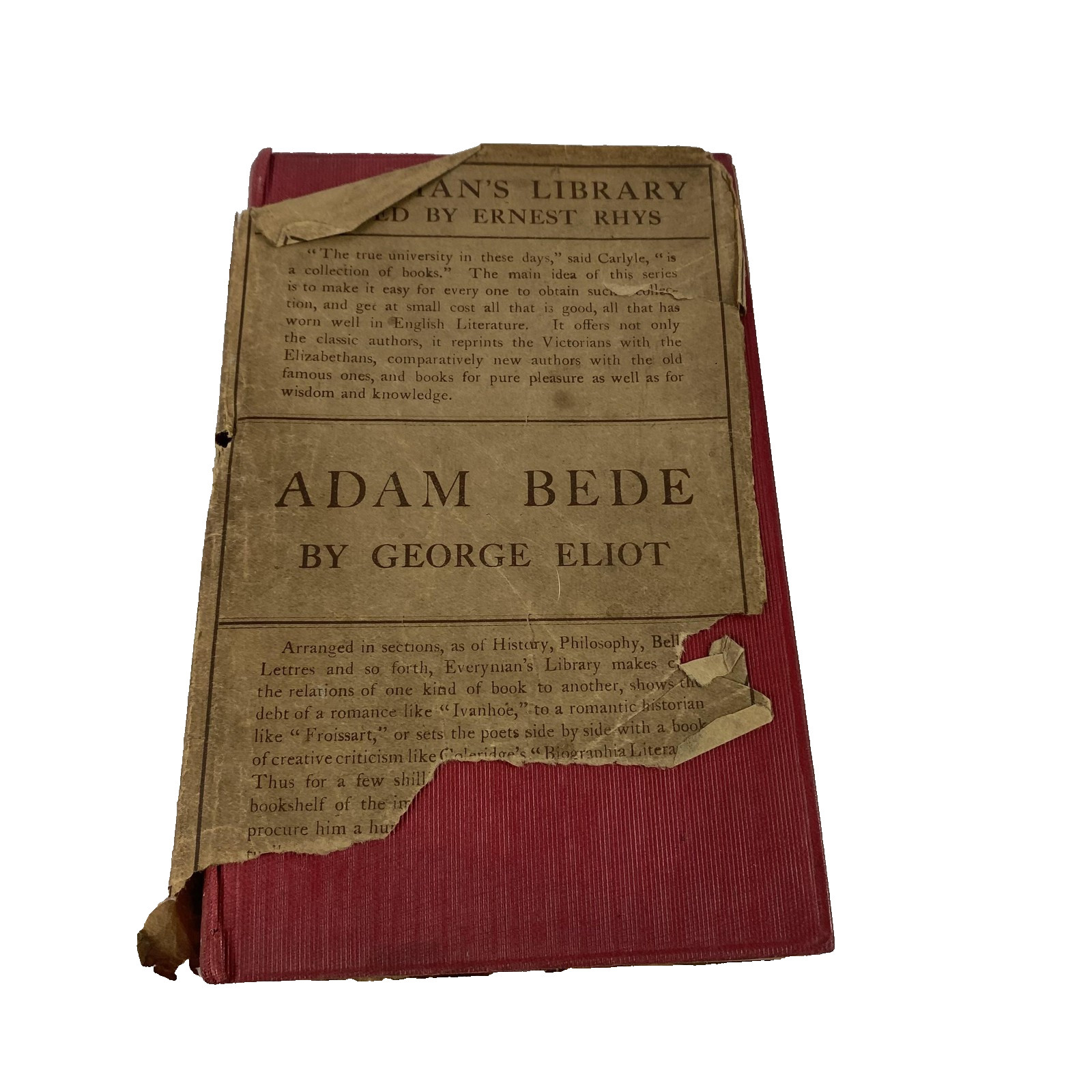 Vintage Adam Bede George Eliot Everyman’s Library 1913 Prize Red Cloth Hardcover