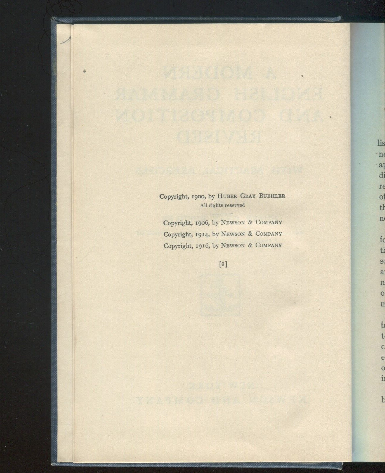 Modern English Grammar Composition Revised 4th Huber Gray Buehler Newson ©1916