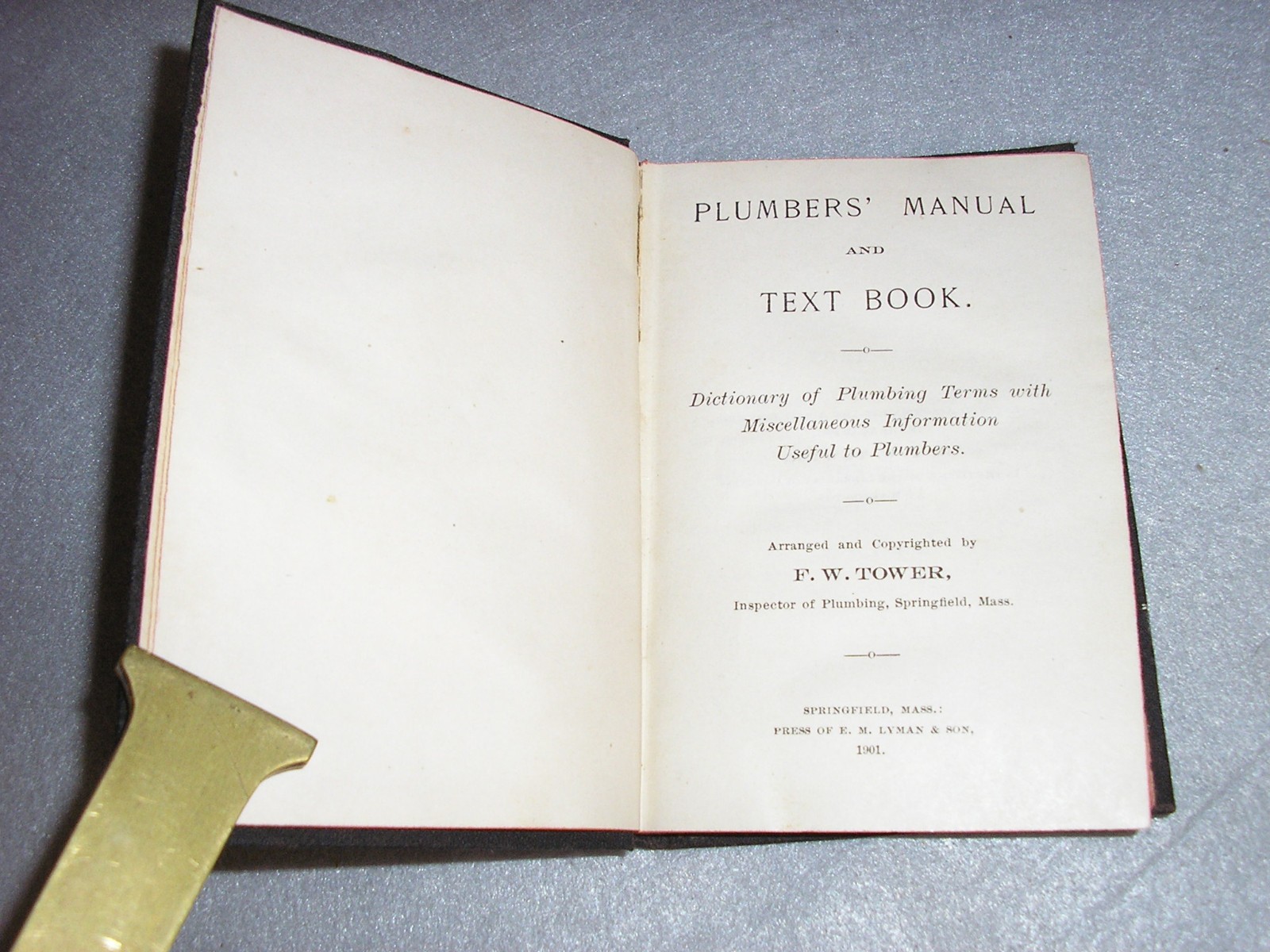 Antique Plumbing Book Plumbers‘ Manual Textbook & Dictionary F.W. Tower 1901