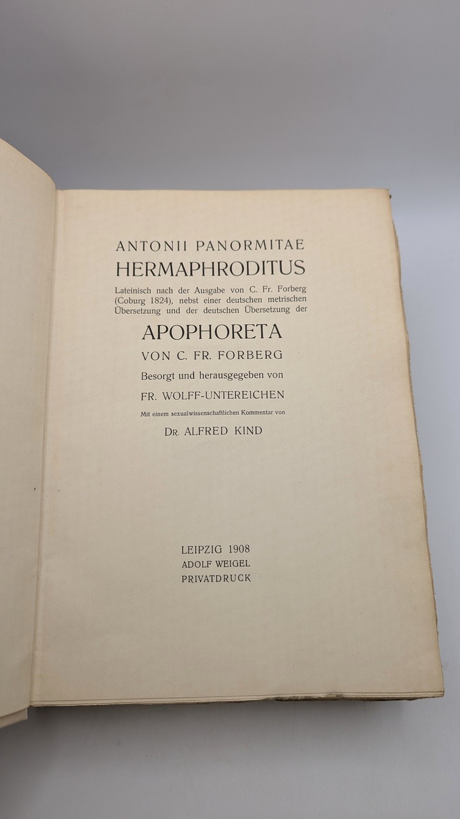 Antonii Panormitae Hermaphroditus. – Latin after the edition of C. Fr.…