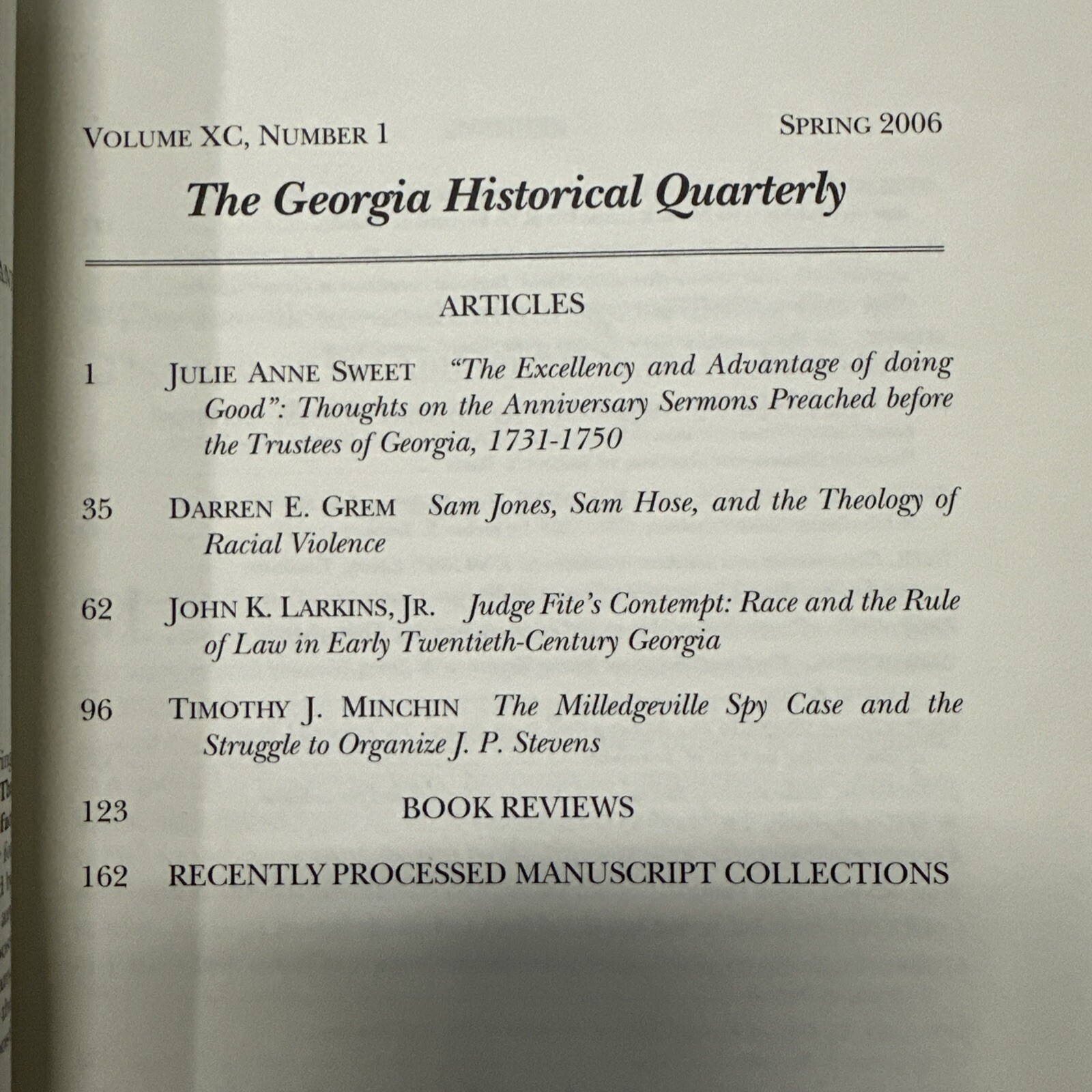 4 Issues Full 2006 Year – Georgia Historical Quarterly – Stories Atlanta HTF!