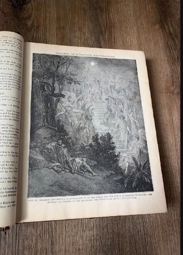 Amtique Holy Bible 1892 Leather Bound With Gallery If Engravings