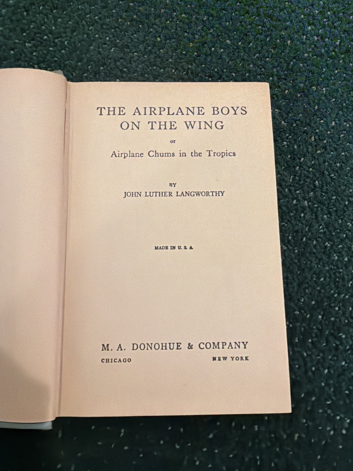 Vintage Aviation Juvenile Adventure Book Airplane Boys On The Wing Donohue