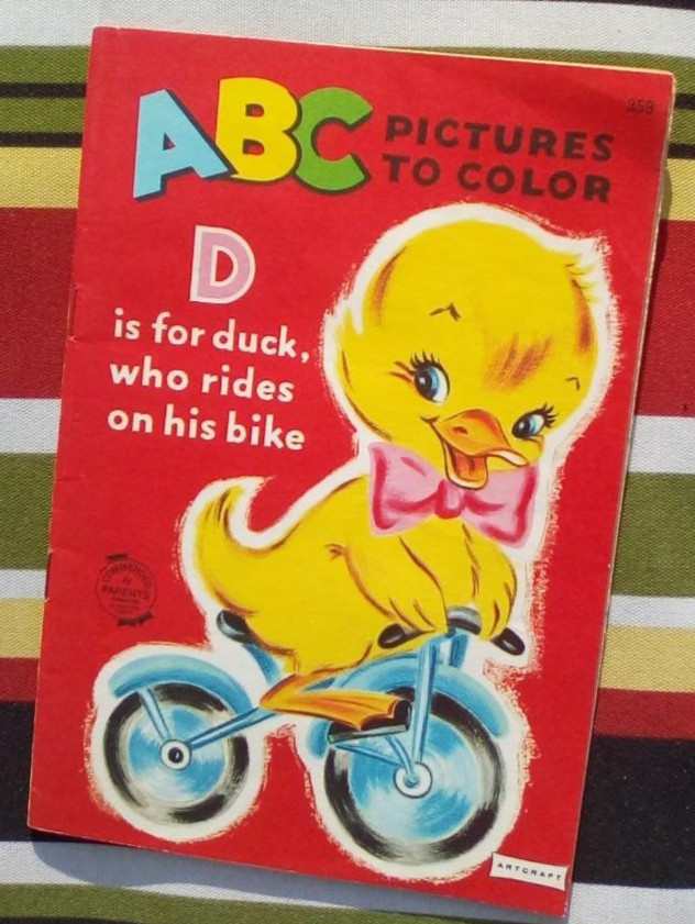 VTG SAALFIELD ARTCRAFT ABC PICTURES TO COLOR USA A BIG LITTLE COLORING BOOK