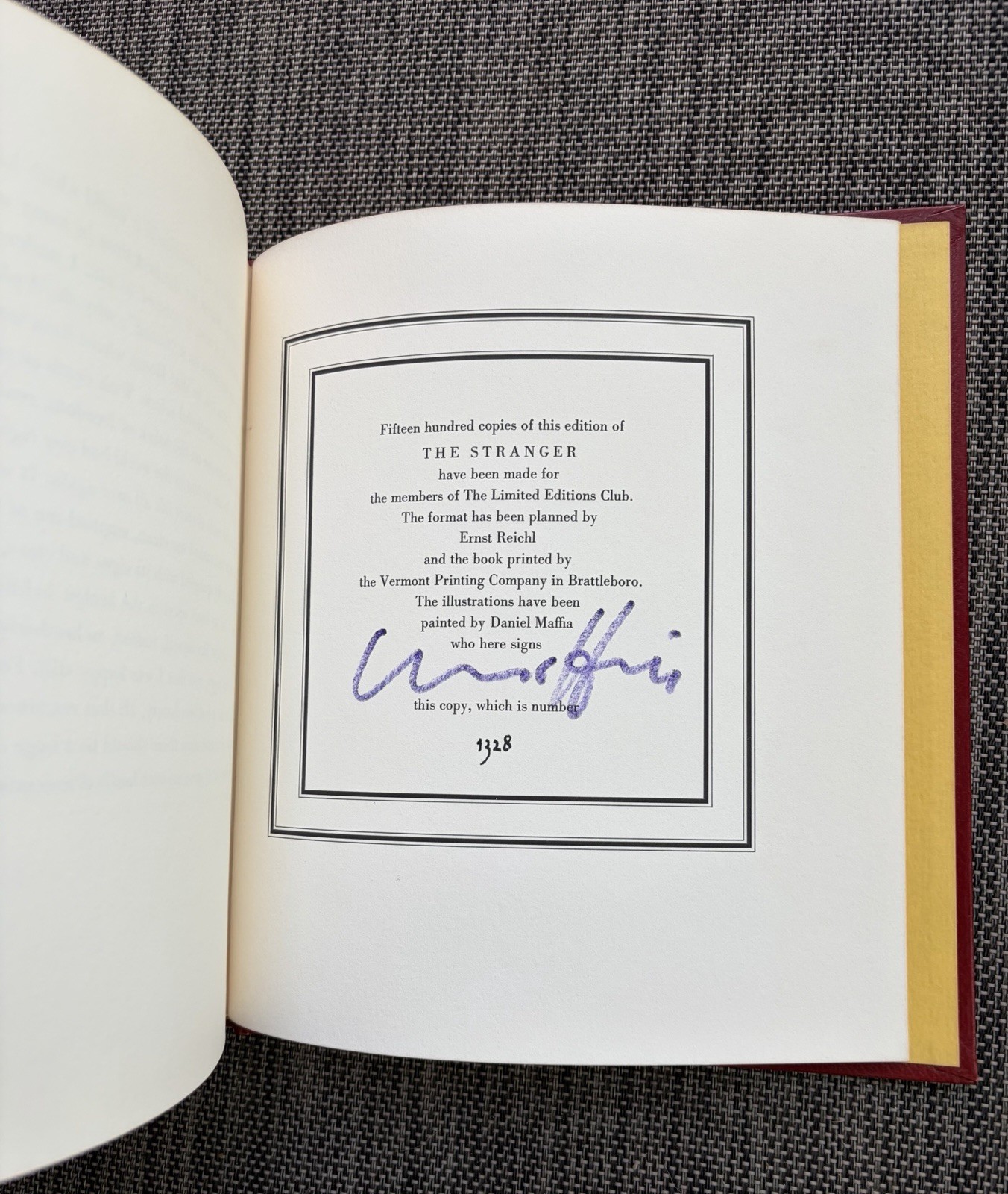 Albert Camus The Stranger SIGNED Daniel Maffia Limited Editions Club 1971 LEC