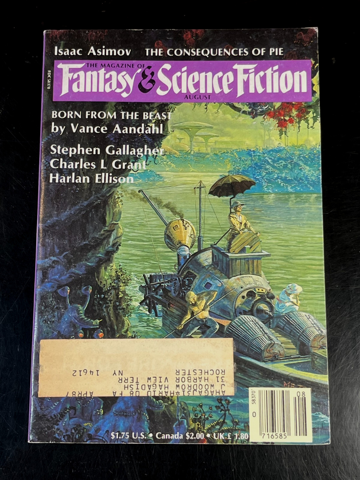The MAGAZINE OF FANTASY AND SCIENCE FICTION Aug 1986 Harlan Ellison Asimov Pulp