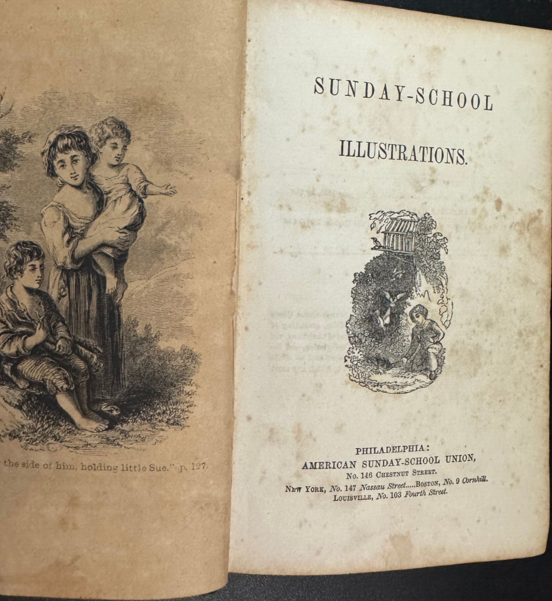 Sunday School Illustrations (1851) illustrated – cloth cover 6 inches tall