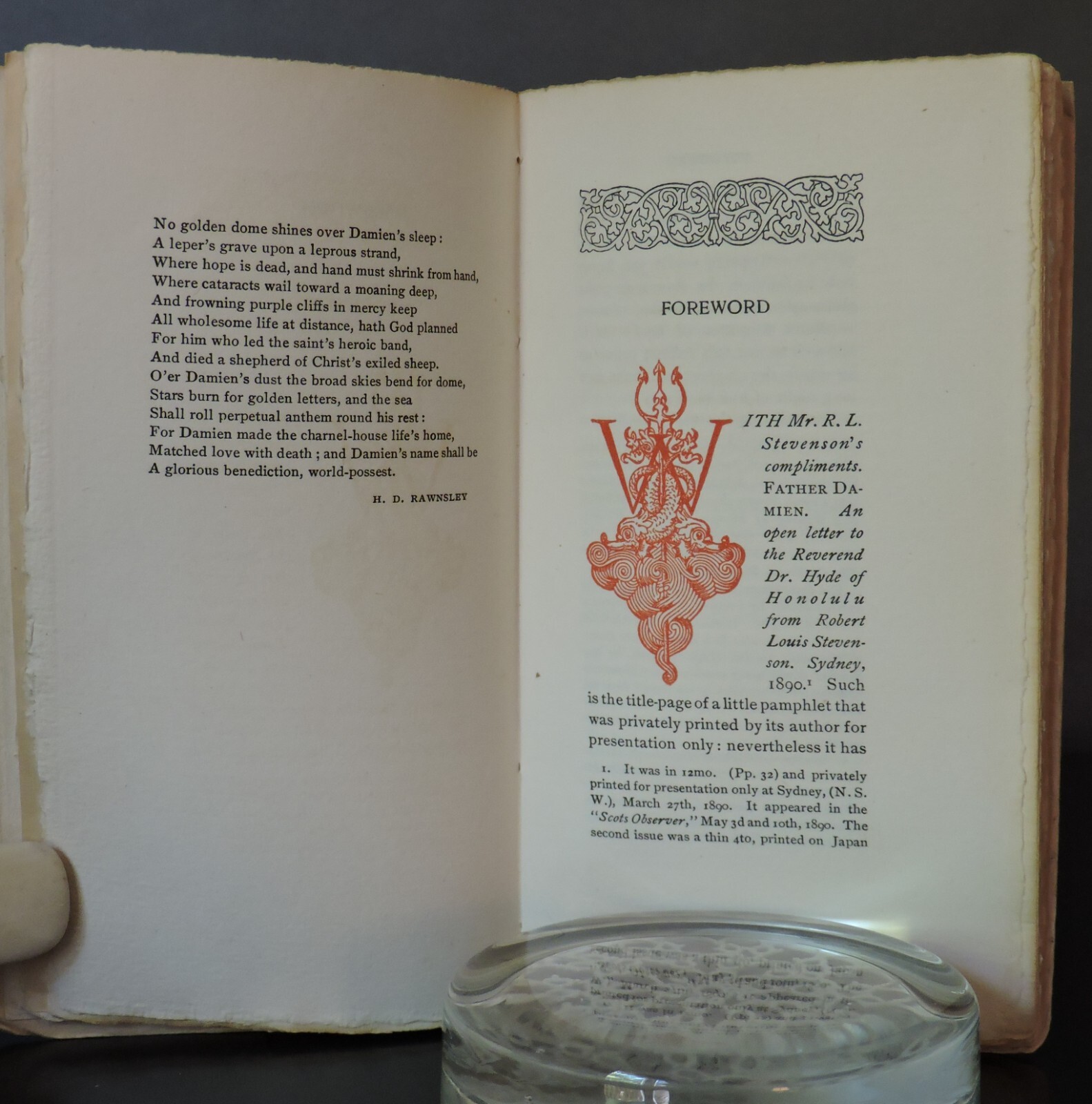 THOMAS B. MOSHER Father Damien ROBERT LOUIS STEVENSON Private Press 1909 ILLUST.
