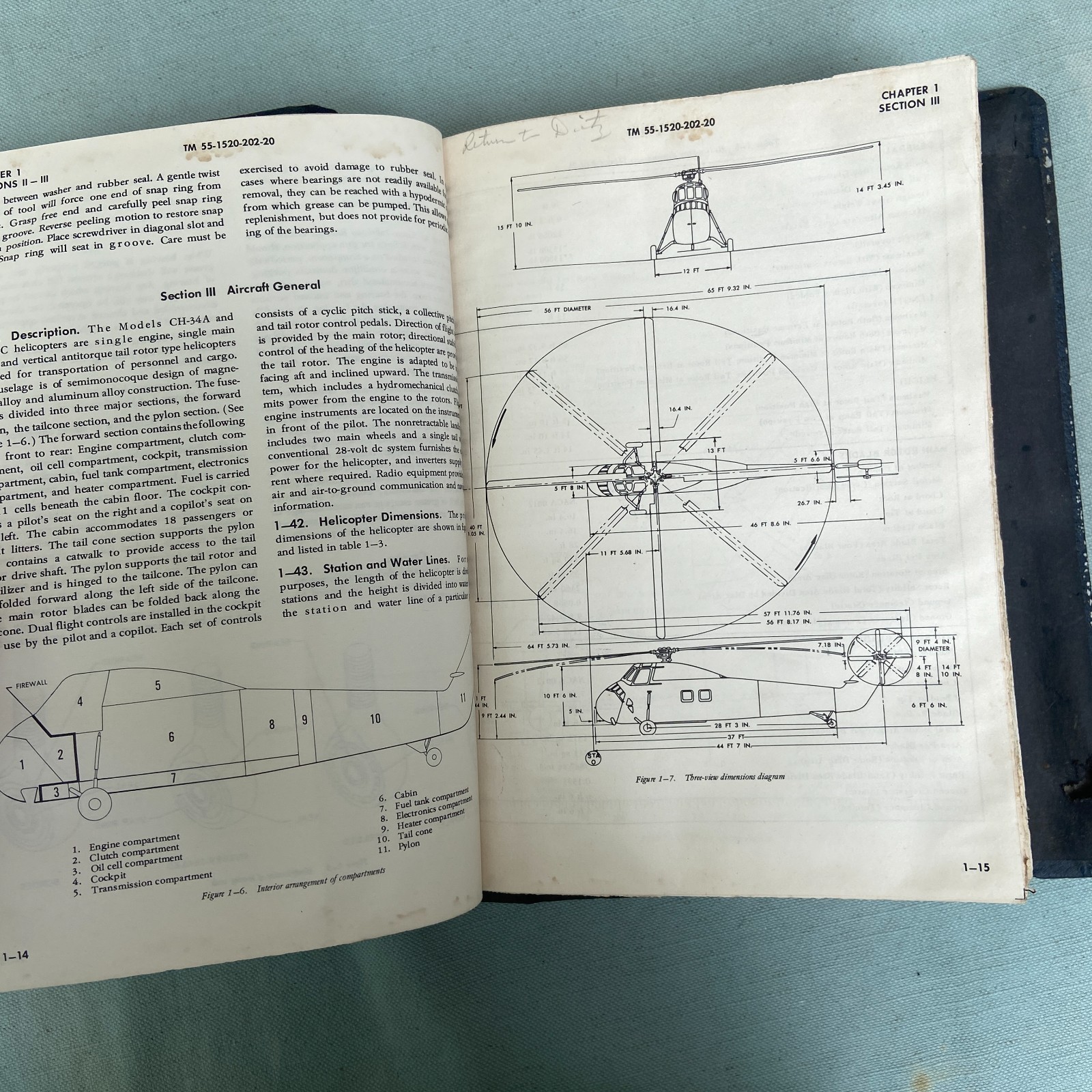 Technical Maintenance Book Army Models CH-34A CH-34C Aircraft 1966 Sikorsky Heli