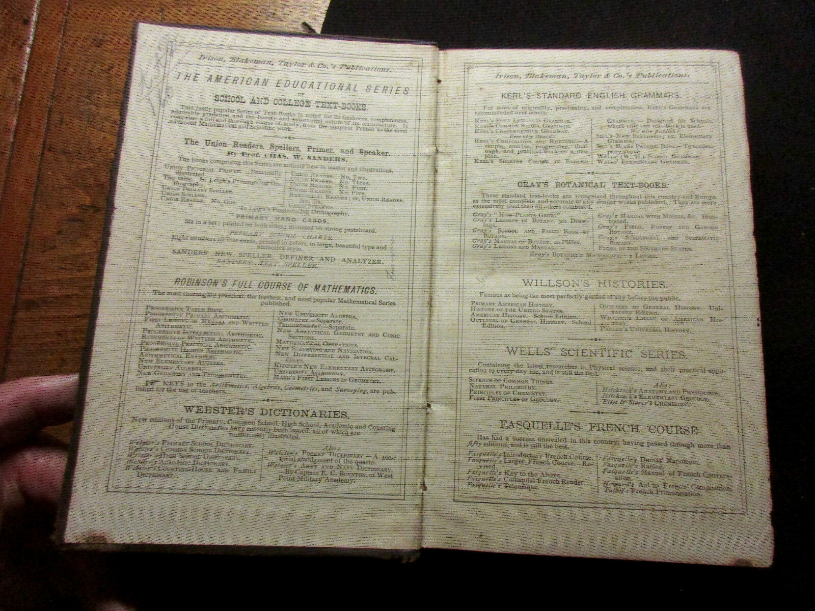 1874 Wells Natural Philosophy Schools Academies & Private Students Text Book