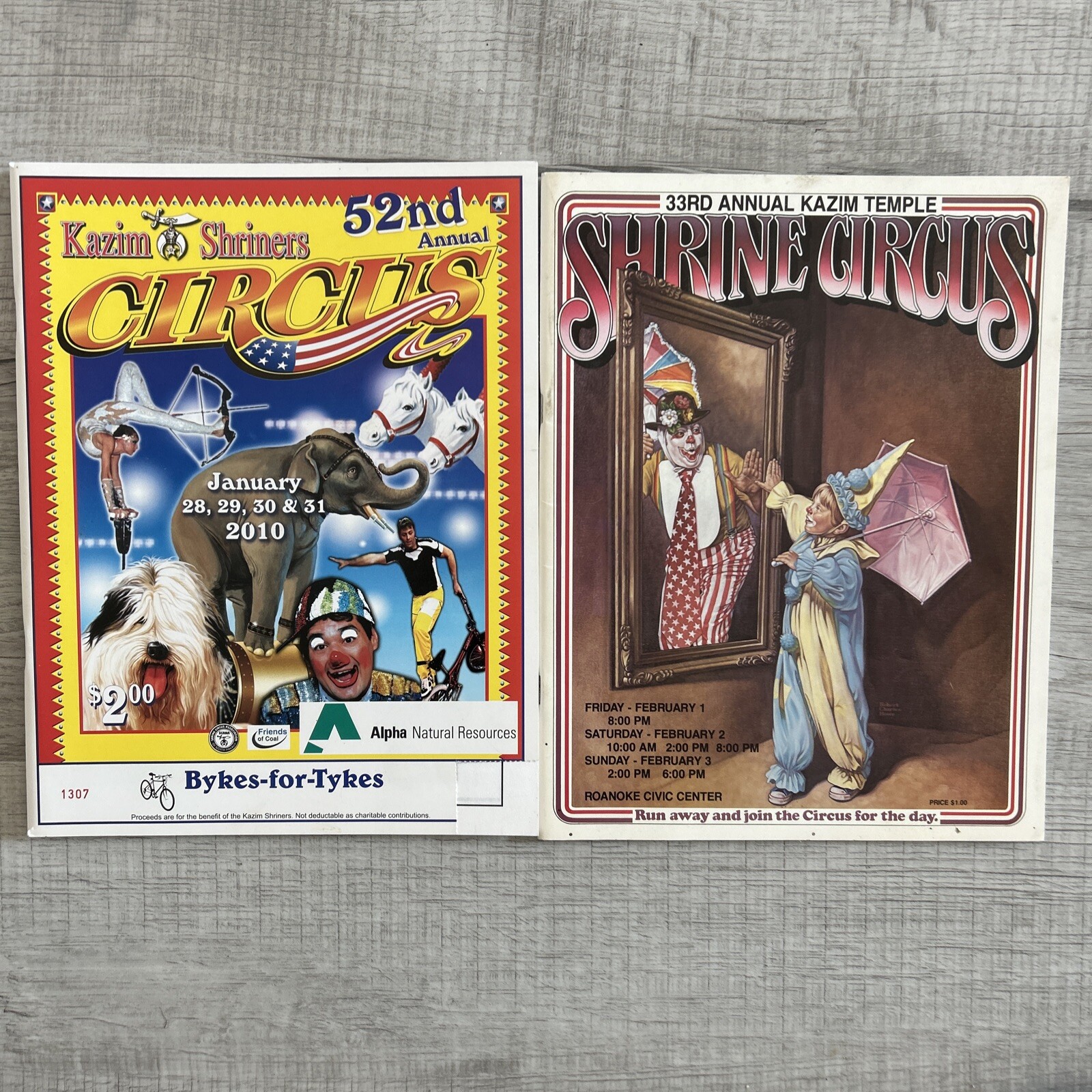 Lot Kazim Temple Annual Shrine Circus Program Roanoke Virginia 2010 2001 vtg