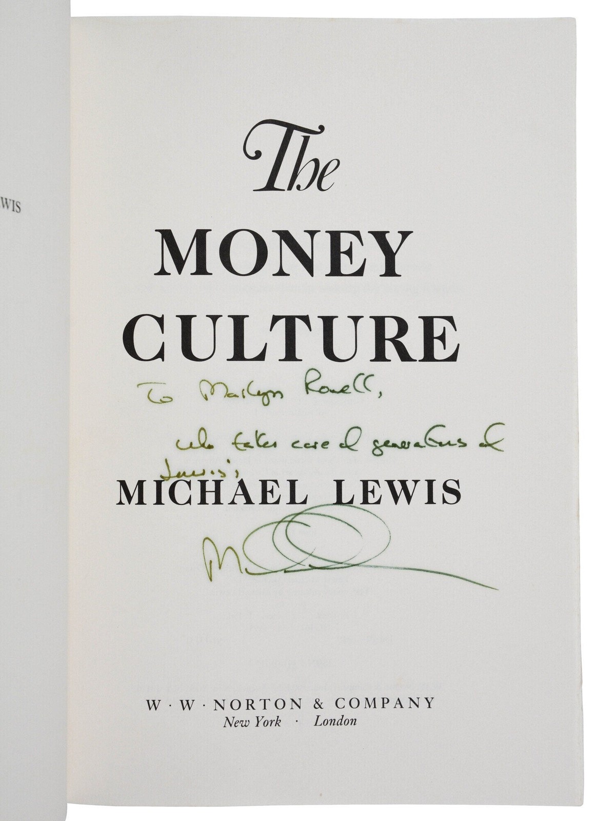 The Money Culture ~ SIGNED by MICHAEL LEWIS ~ First Edition ~ 1st Printing 1991