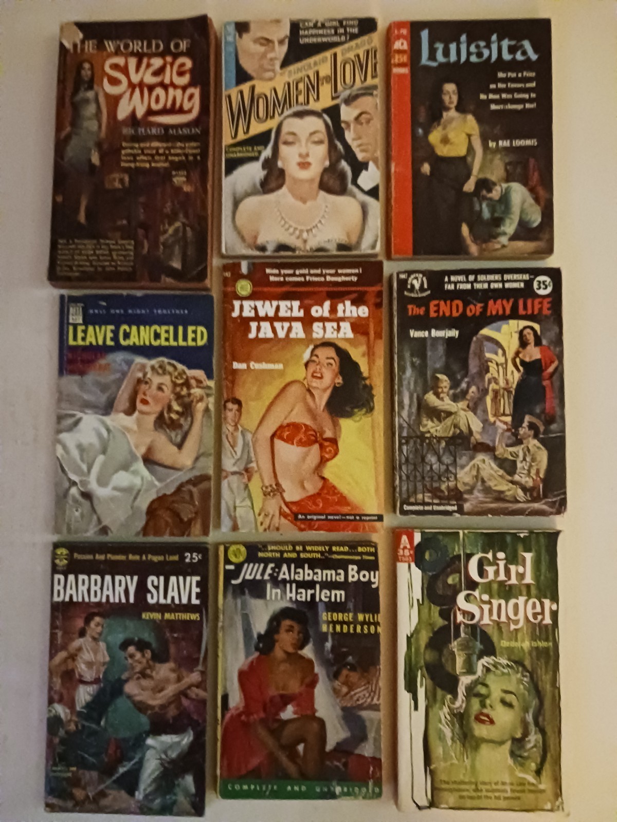 Vintage Sleaze 9 Book Lot Luisita 1954, Women To Love 1949, Barbary Slave, Jule