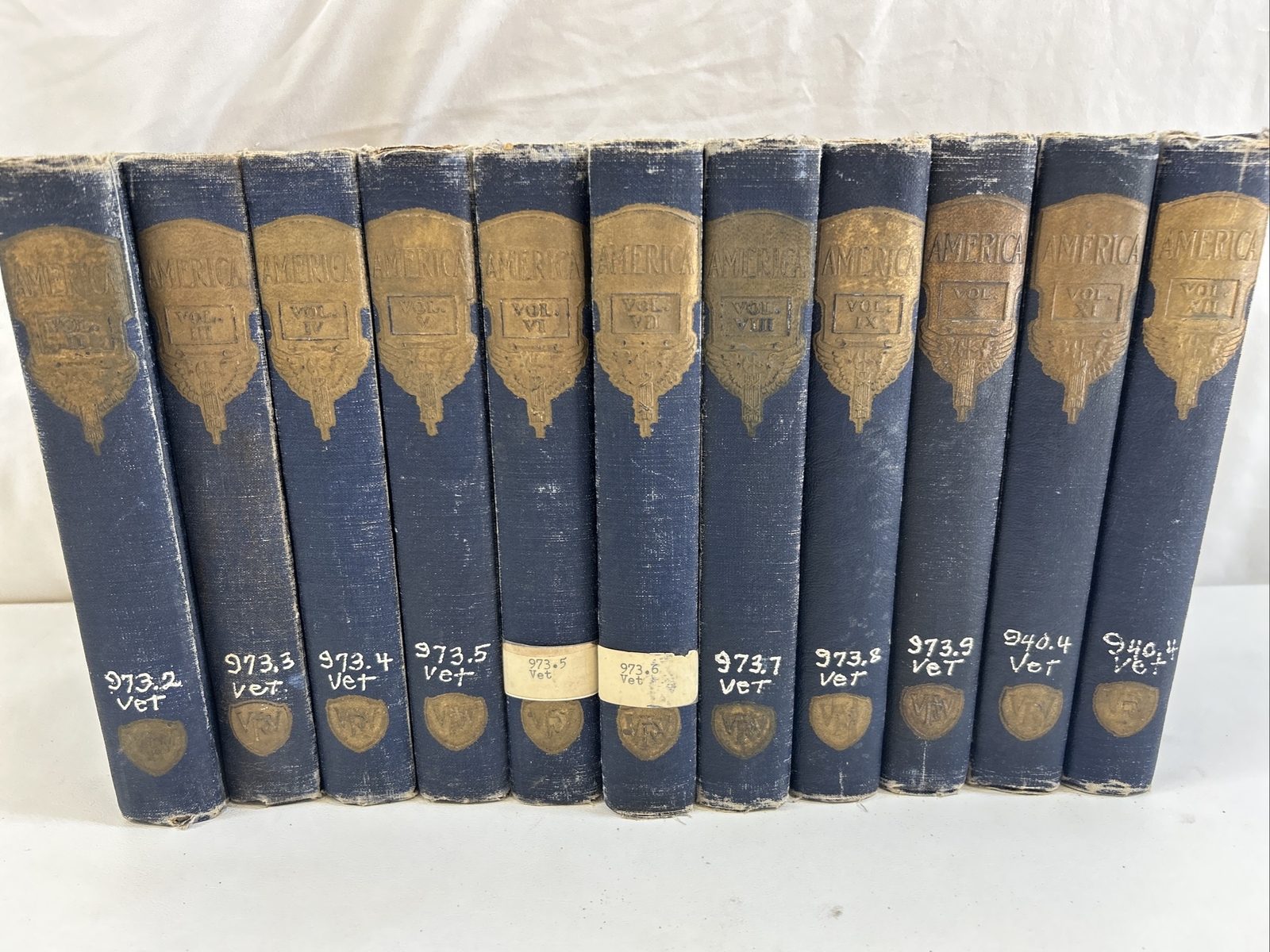Lot of 11 – America: Vol. 2 – 12 (VFW, Hardcover, 1925) MISSING VOL. 1