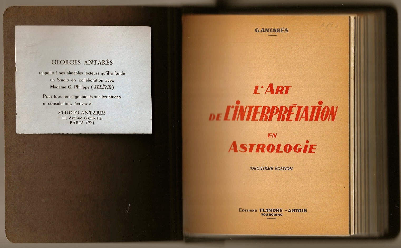 G. Antares L’art de L’Interpretation en Astrologie 1955 classic 416 pages