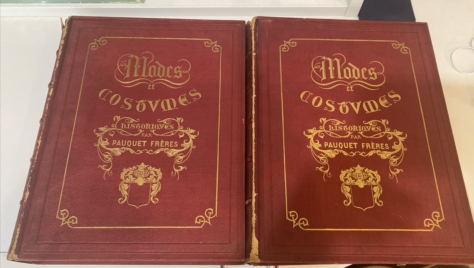 Rare Book Set-Modes Et Costumes Historiques 19th Century Leatherbound 2 Volumes