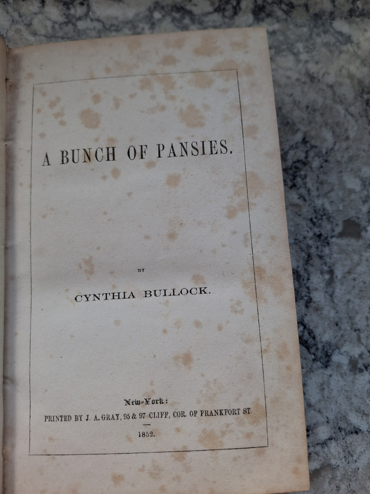 1852 edition of A Bunch of Pansies by Cynthia Bullock,(Scarce)