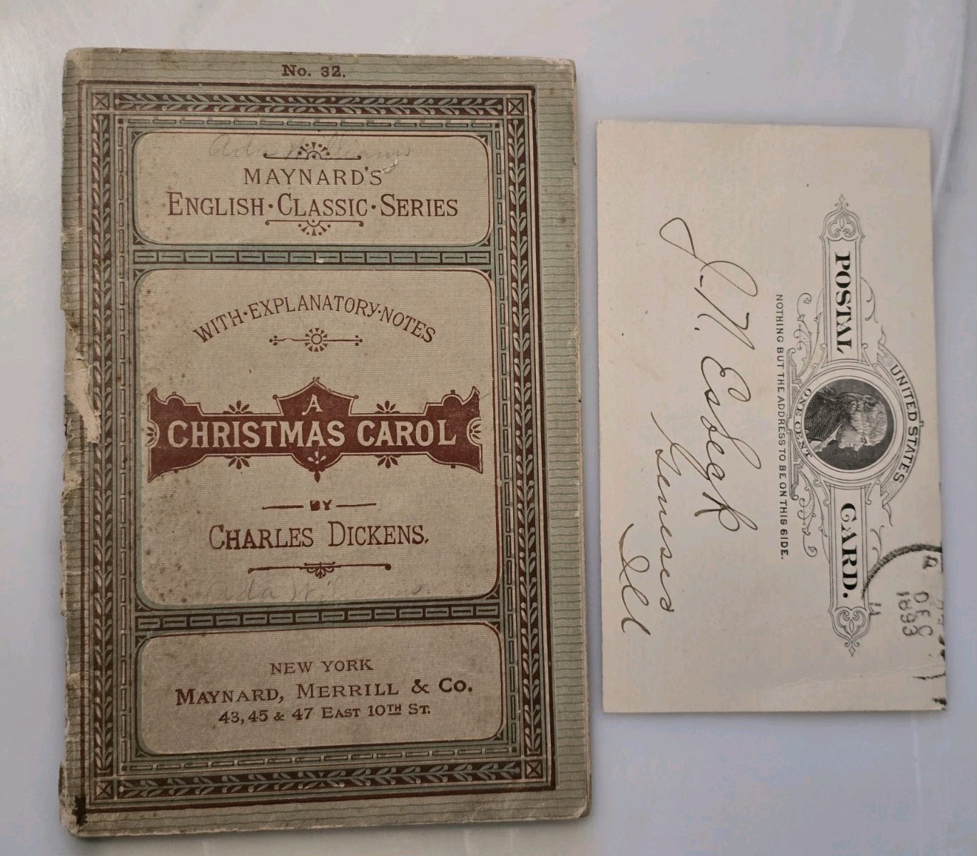 1892 A Christmas Carol Charles Dickens Maynard’s English Classic No. 32 Postcard