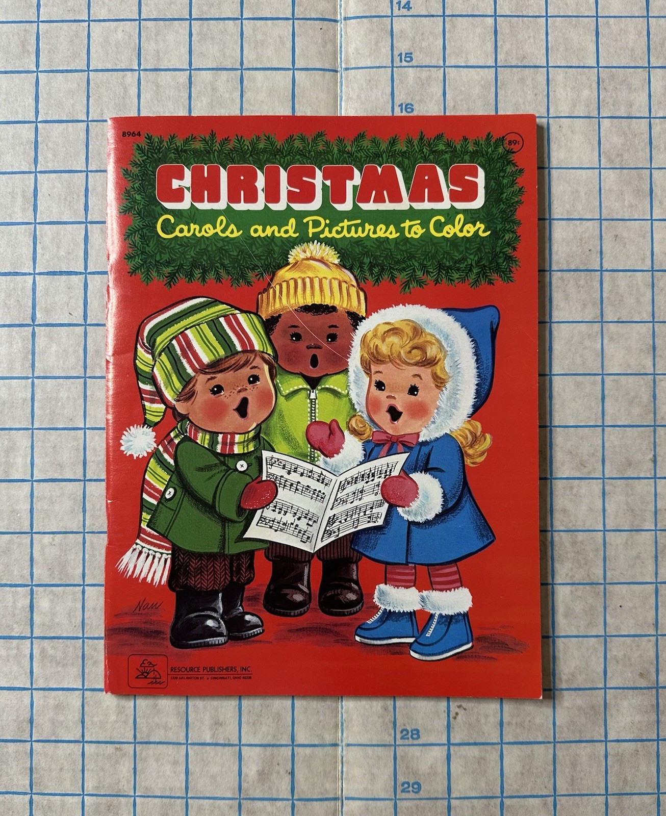 Vintage Christmas Carols & Pictures To Color Book 1970s Coloring Book