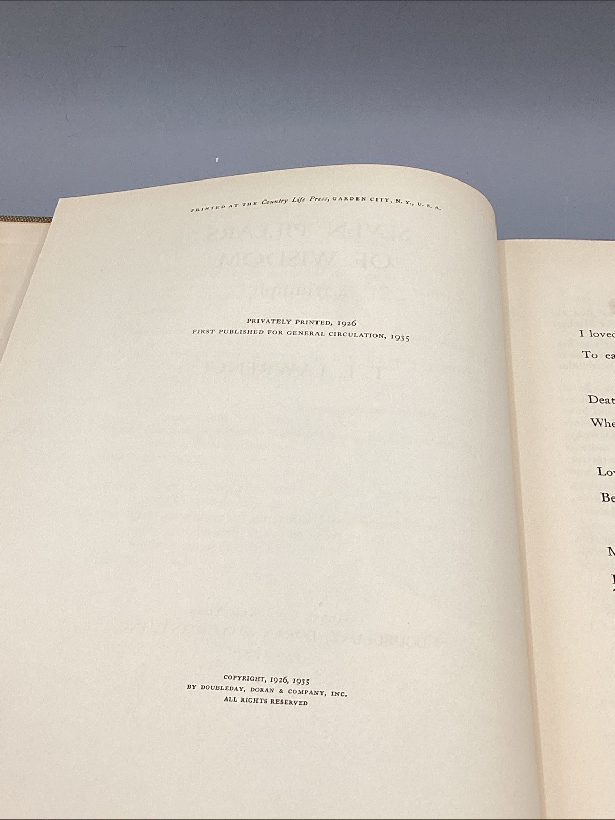 1935 1st Edition T.E. Lawrence Seven Pillars of Wisdom Illustrated HC DJ Vintage