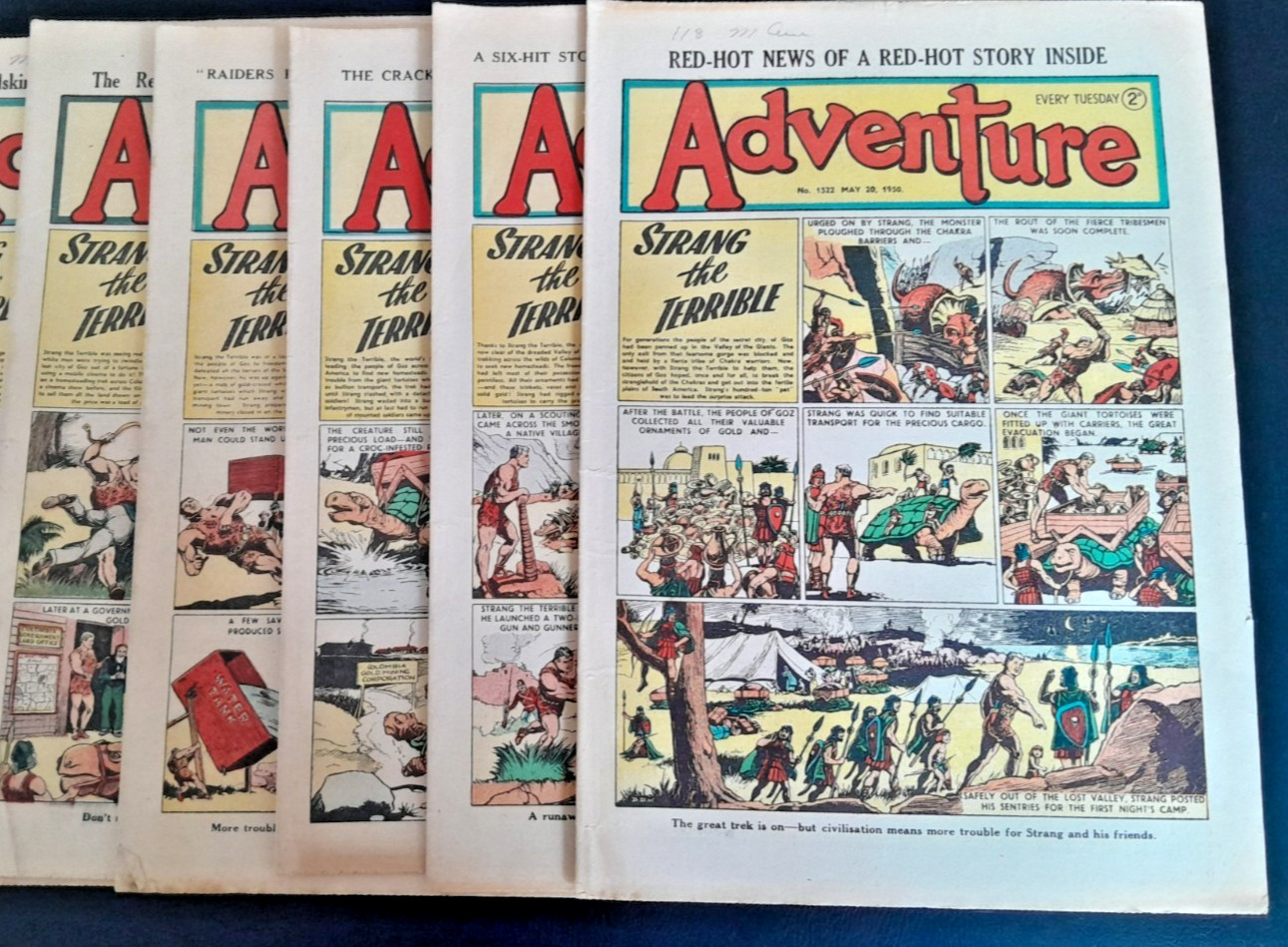 ADVENTURE 1950 Story Paper for boys x 5 – 1950 No. 1322, 1323, 1324, 1325 & 1327
