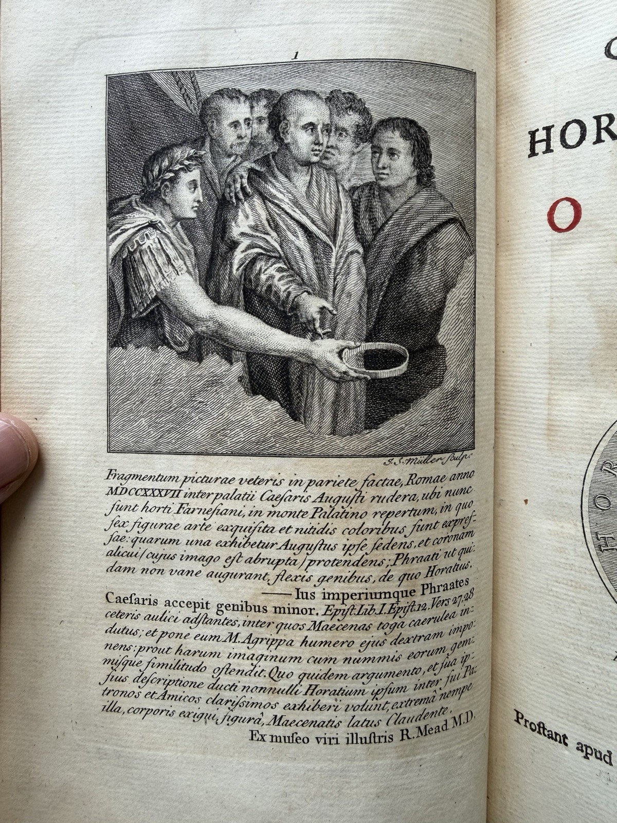 1749 Horace Opera Vol I Latin | Antique Leather Book | Ex-Library Provenance