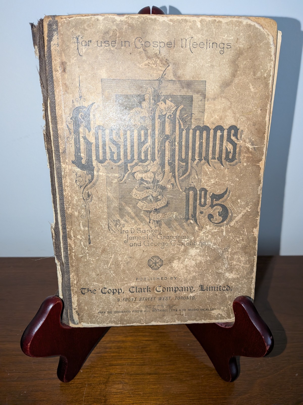 Toronto Published 1888 Gospel Hymns Music Book No. 5 Ira Sankey Poor Condition