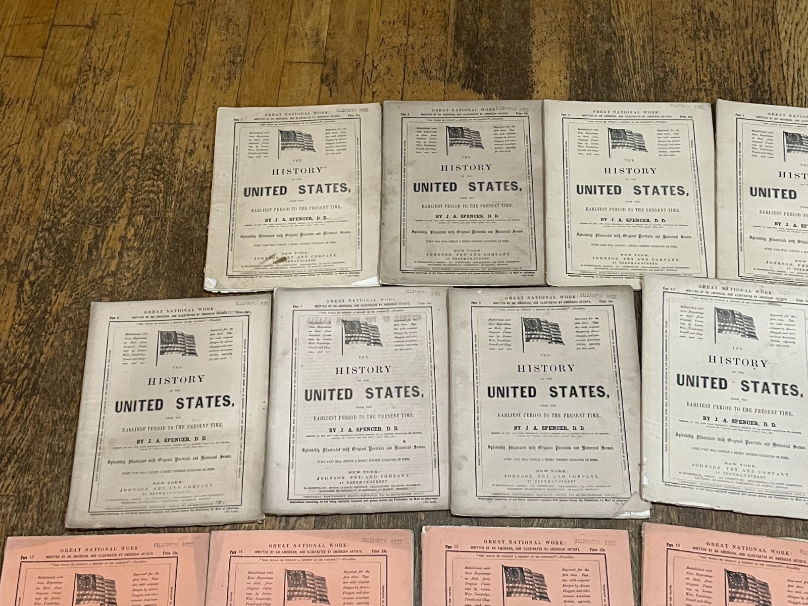 1858 History of the United States J.A. Spencer 22 Volumes Missing #9 PB Vintage
