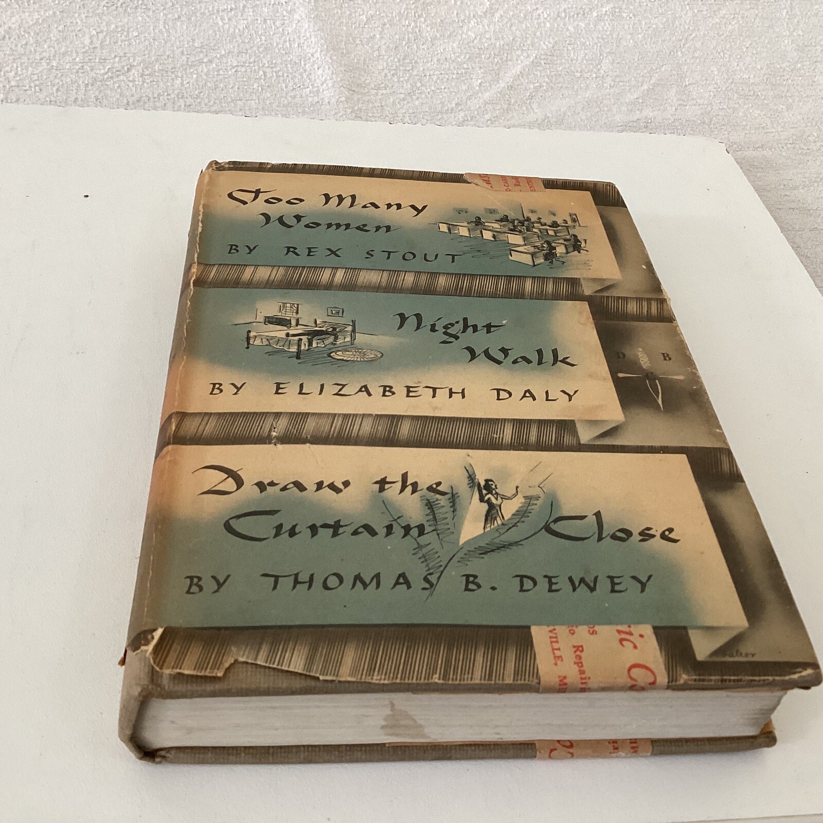Detective Book Club HCDJ 1947 Too Many Women Night Walk Draw the Curtain Close