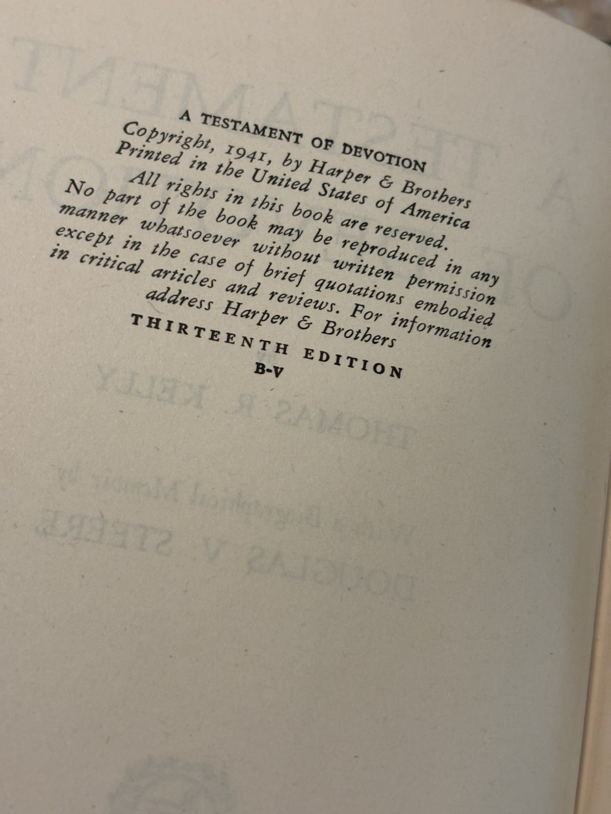 A Testament of Devotion by Thomas R. Kelly Vintage Hardcover Book