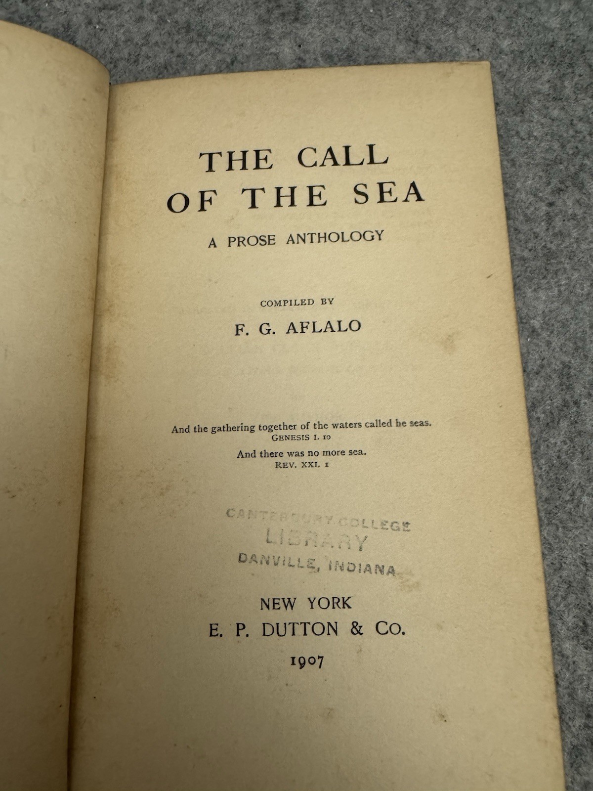 1907 The Call of the Sea F G Aflalo Nautical Anthology Dutton HC
