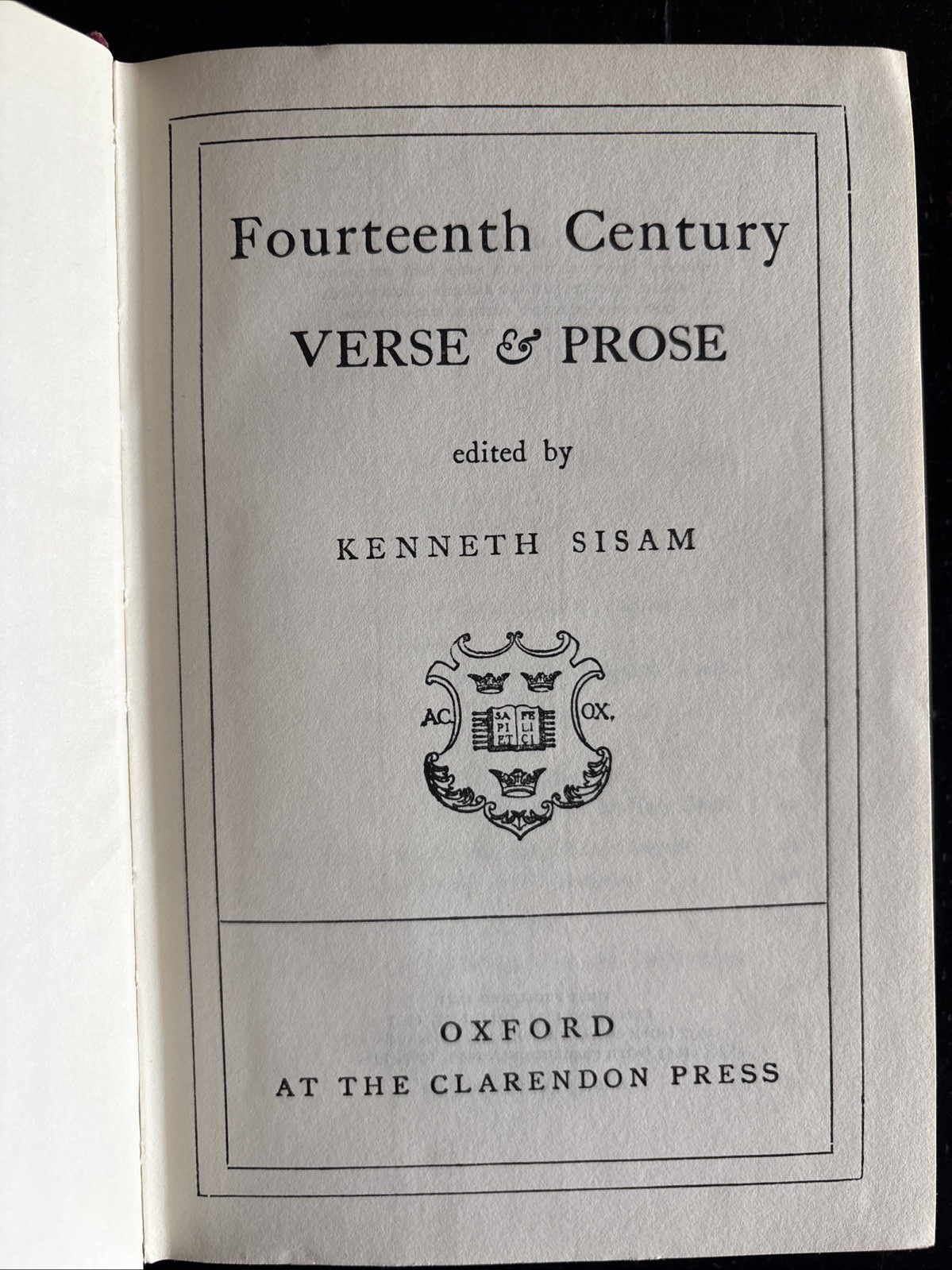 14th Century Verse and Prose Kenneth Sisam Vintage 1964 Edition Book