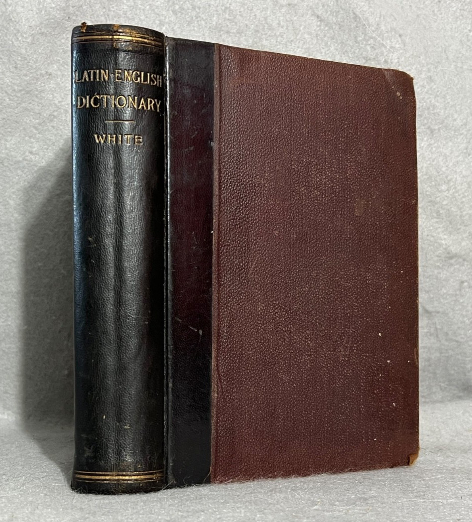 Antique English Latin Dictionary Book White Grammar Lexicon Language c. 1890s