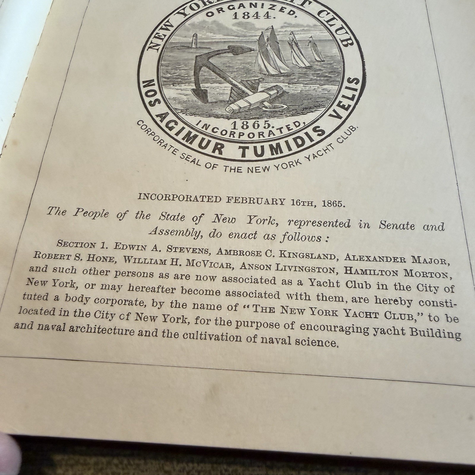 Antique 1892 New York Yacht Club Book Flag Lithographs Maritime Guilded Age