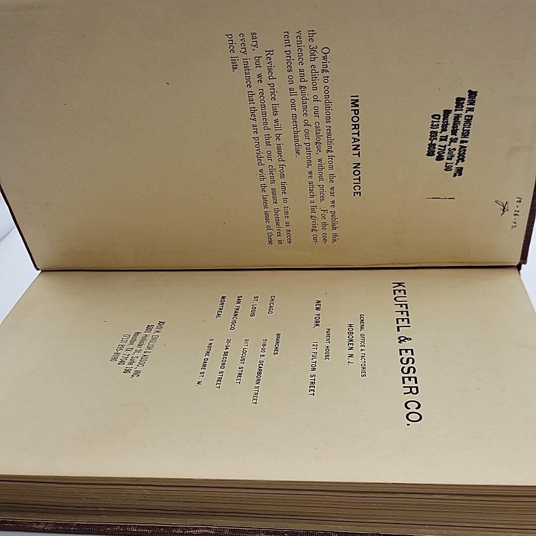 Vintage Catalogue Book Keuffel & Esser Co 36th Edition Drawing Surveying Measure