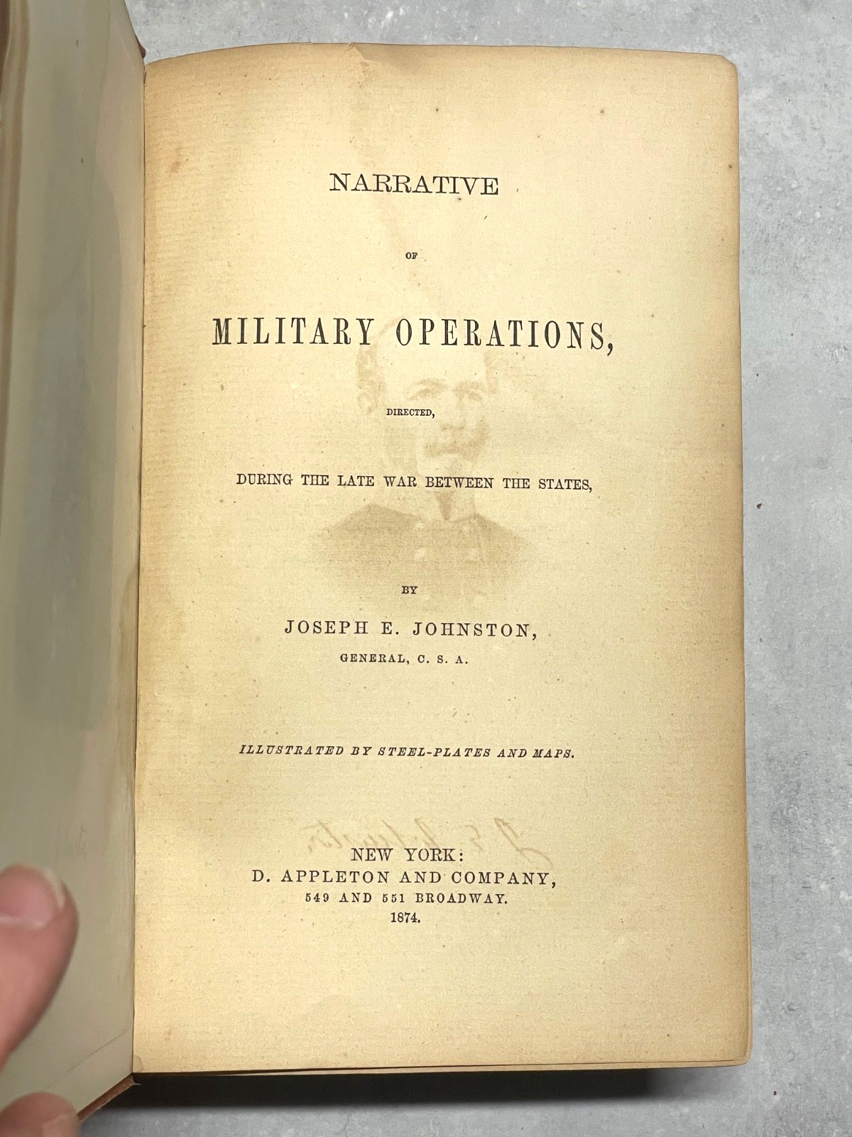 Joseph E. Johnston, Narrative of Military Operations. New York: D. Appleton & Co