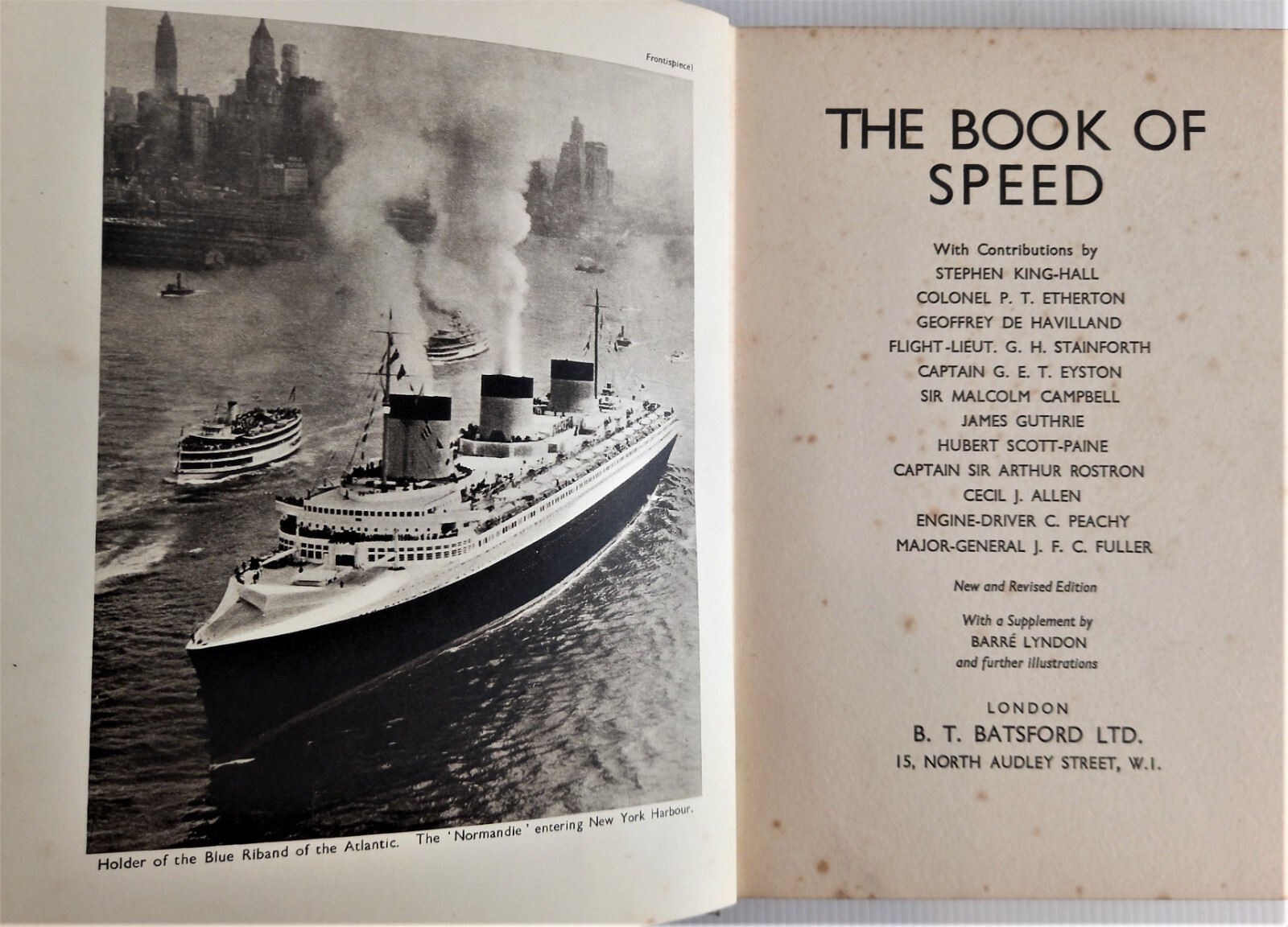 The Book of Speed Brian Cook B T Batsford London 1934 1st